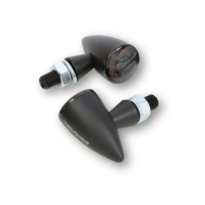 3in1 LED Blinker Highsider Apollo Bullet schwarz mit Rück- & Bremslicht
