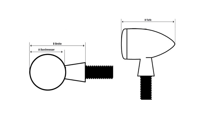 6in1 LED Blinker Highsider Apollo Classic schwarz mit Rück- & Bremslicht