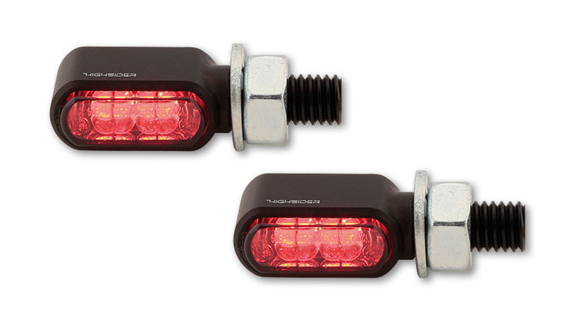 3in1 LED Blinker Highsider Little Bronx schwarz mit Rück- & Bremslicht