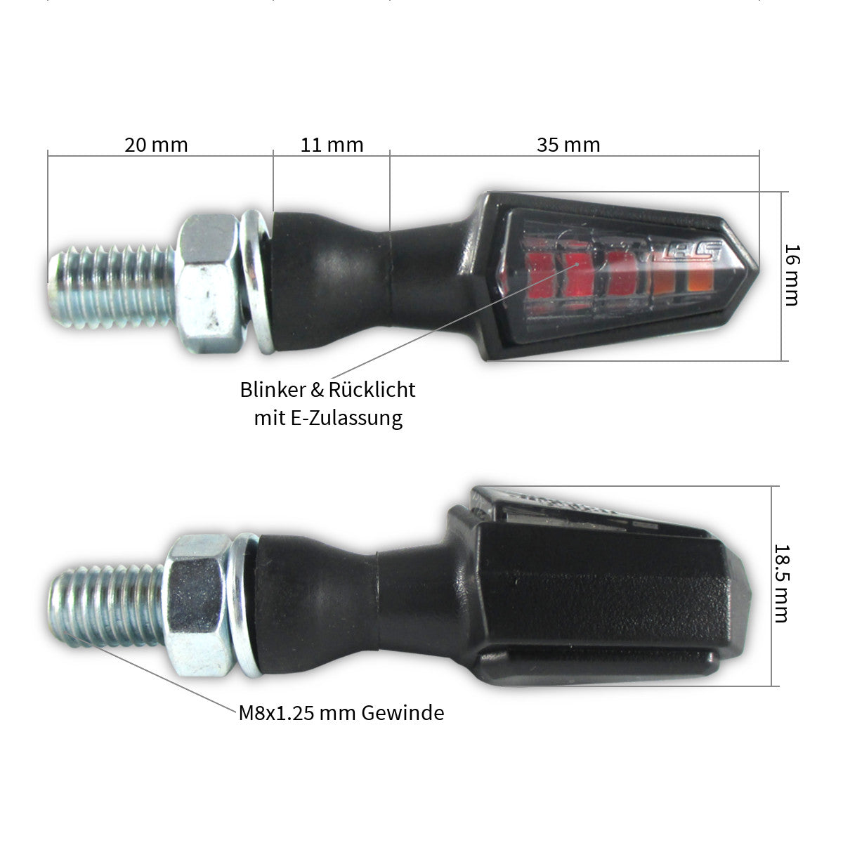 LED Blinker Paar Progress-Line Pike mit Rücklicht, 12V / 2,4W, E-geprüft
